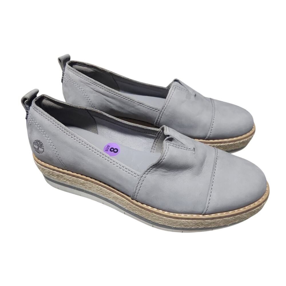 Timberland Women's Loafers Sandals Medium Grey Full Grain Leather Size 8